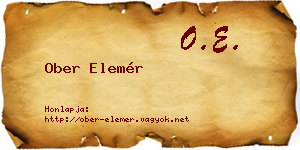 Ober Elemér névjegykártya
